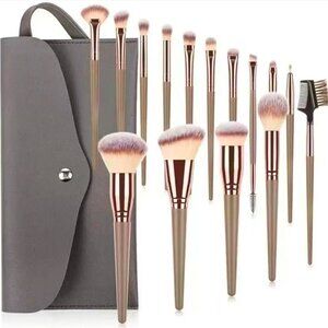 15pcs Professional Cosmetic Makeup Brushes Set Kit w. Brown Bag NEW